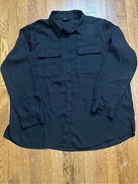 Express Women’s Black Button-Front Long Sleeve Shirt XL